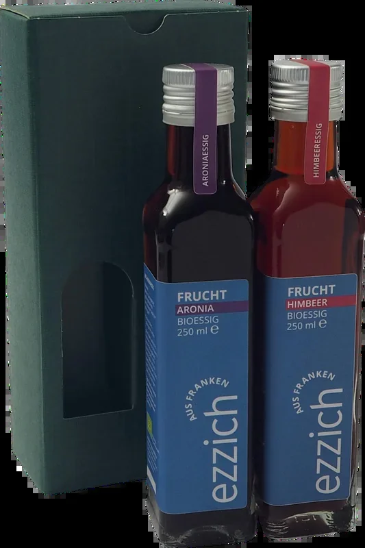 ezzich Set FRUIT – Organic Vinegar Tasting Package (1x chokeberry vinegar + 1x raspberry vinegar)