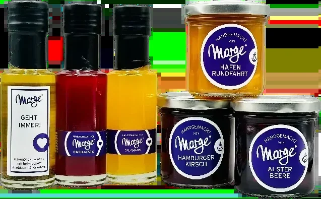 Marge’s Feine Box No. 1 tasting package (3x fruit spread + 2x vinegar + 1x oil)